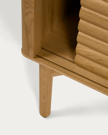 Lenon 2 door solid wood and oak veneer TV stand, 200 x 57 cm, FSC MIX Credit