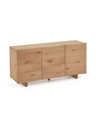 Rasha 3 door sideboard in oak veneer with natural finish, 150 x 71 cm