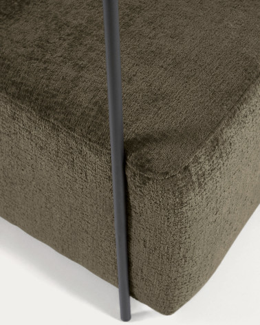 Gamer armchair in green chenille and metal with black finish