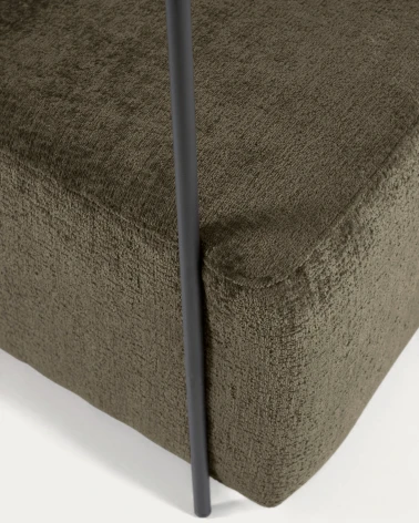 Gamer armchair in green chenille and metal with black finish